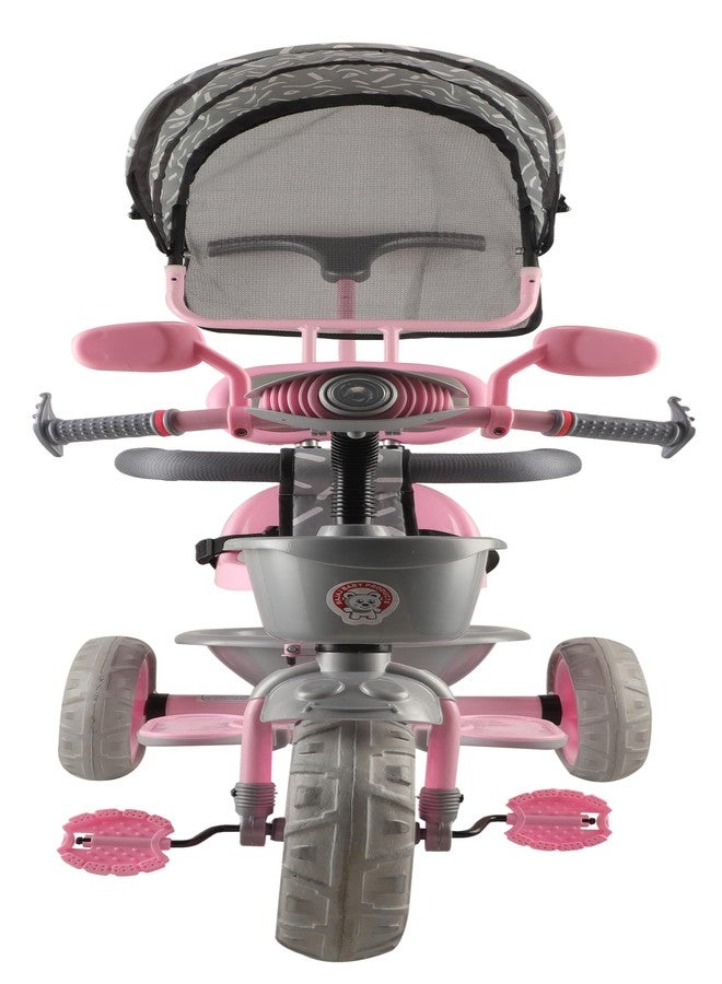 JoyRide Tiny Trekker Tricycle for Kids 1.5 to 5 Years with Parental Push Handle, Foldable Canopy Storage Baskets |Plug & Play Trikes for Girls Boys Rose Pink - Image 5